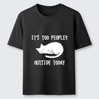 funny lazy cat minimal line art t-shirt