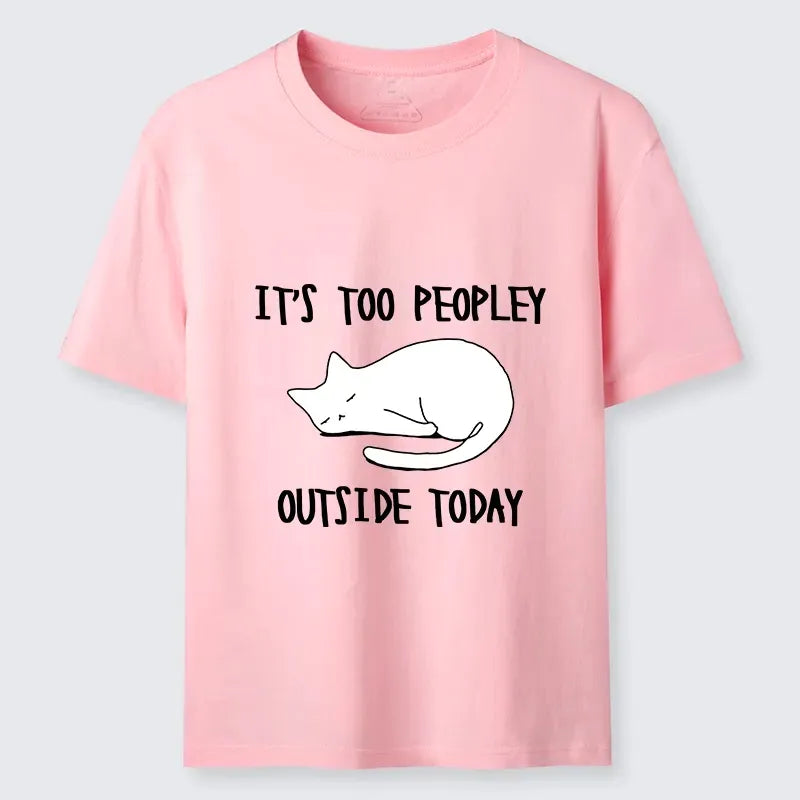 funny lazy cat minimal line art t-shirt