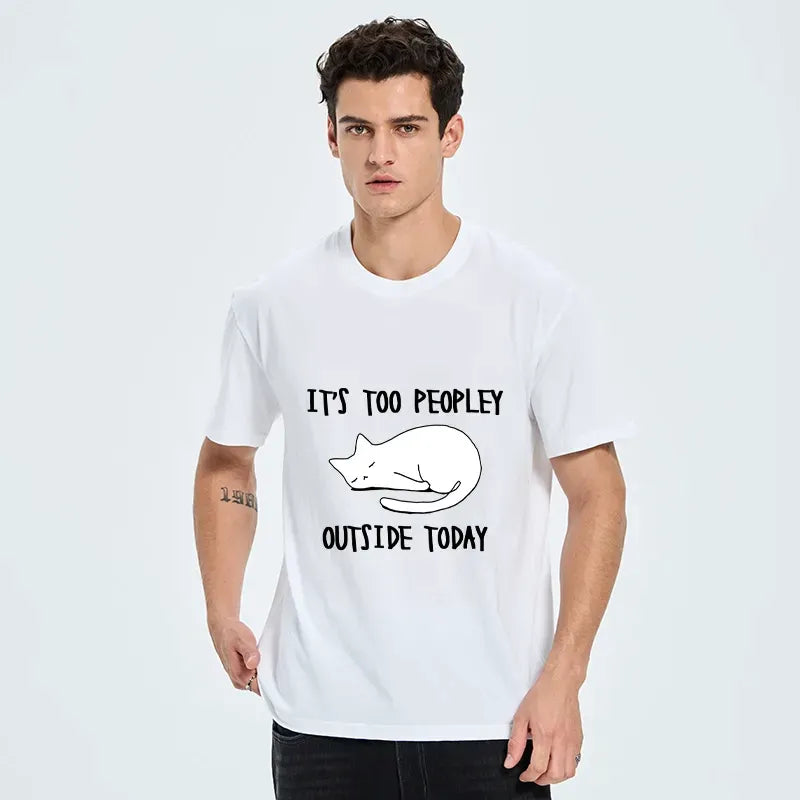 Kyoto-Lion Funny Meme Quiet Lazy Cat Minimal Line Art Classic T-Shirt