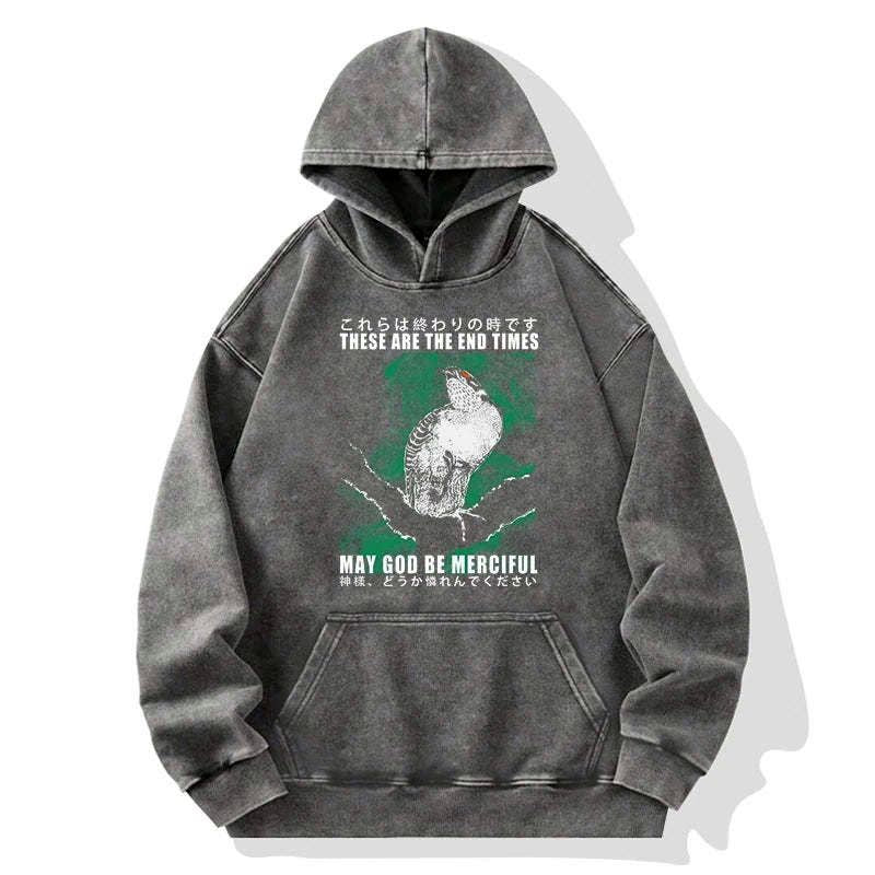 japanese bird washed hoodie for streetwear
