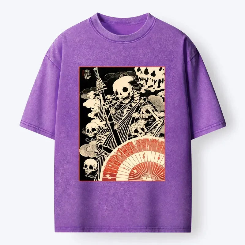Vintage Washed Samurai Tee for Streetwear