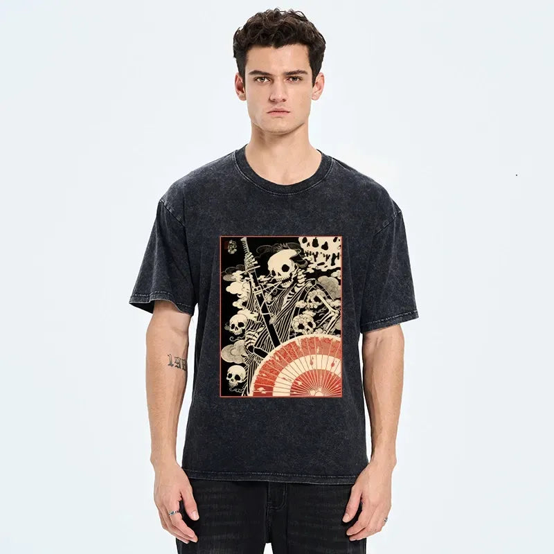 Japanese Samurai Skeleton Art T-Shirt