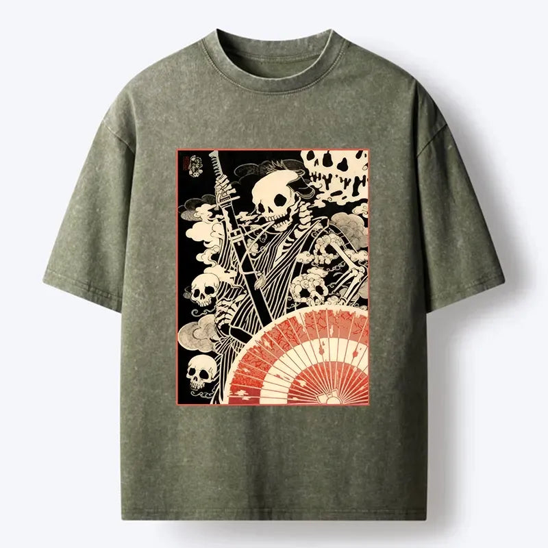 Vintage Washed Samurai Tee for Streetwear