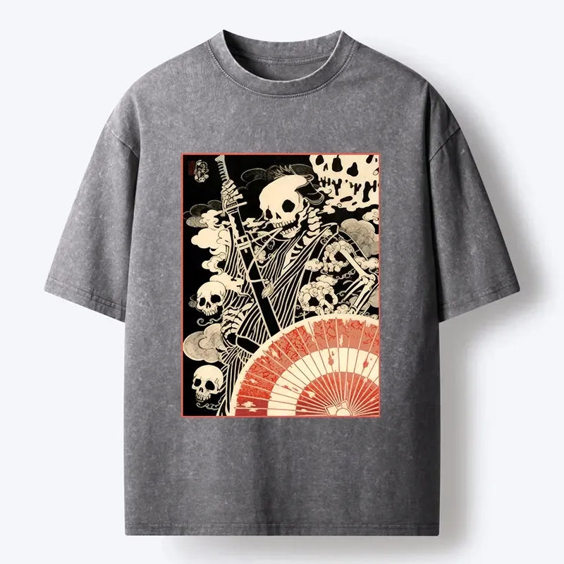 Vintage Washed Samurai Tee for Streetwear