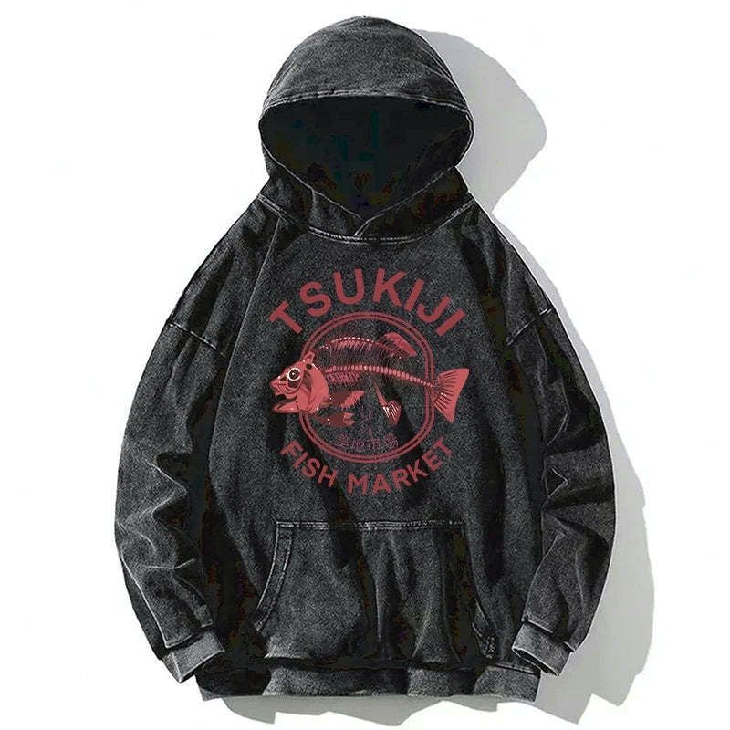 japanese fish market hoodie casual wear