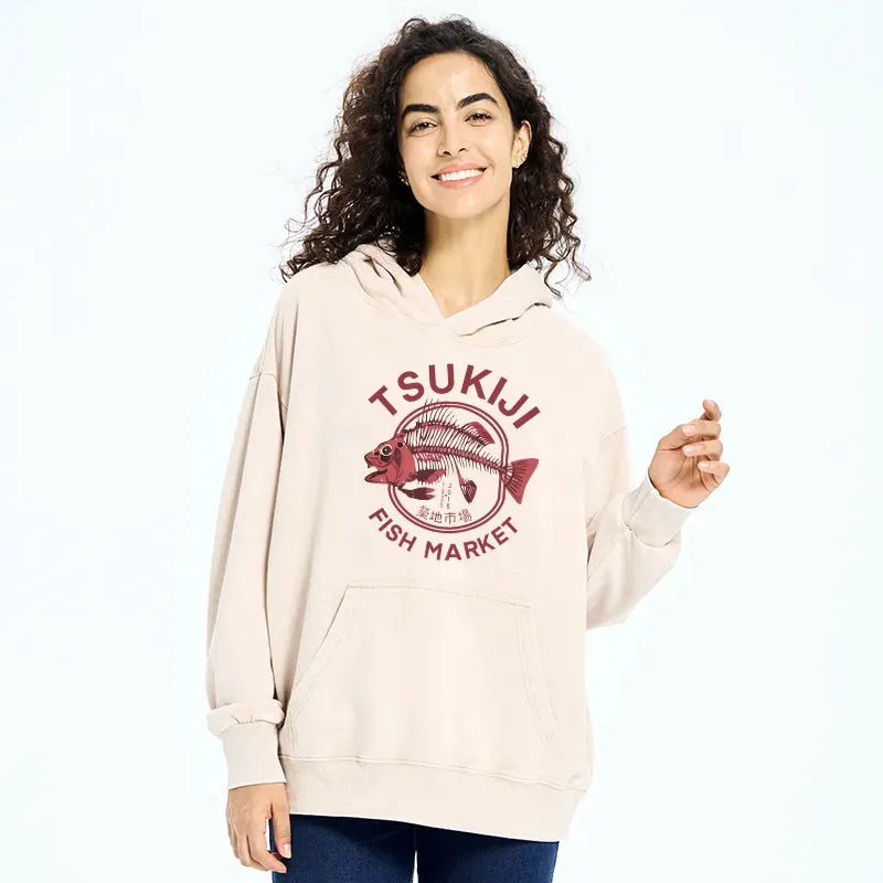 Kyoto-Lion Tokyo Tsukiji Fish Market Vintage Japan Washed Hoodie