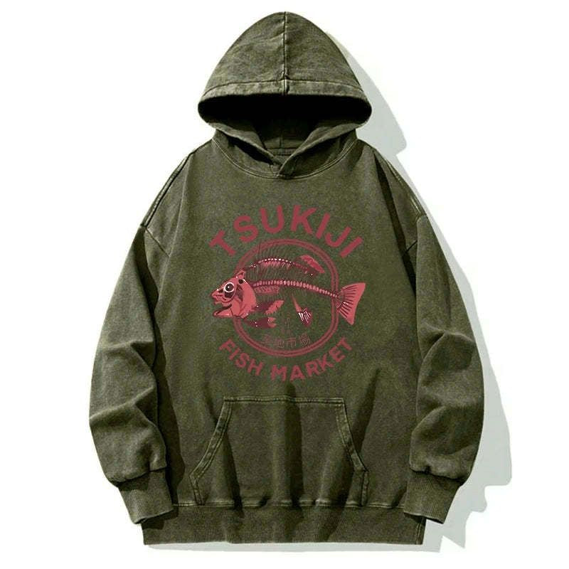 japanese fish market hoodie casual wear