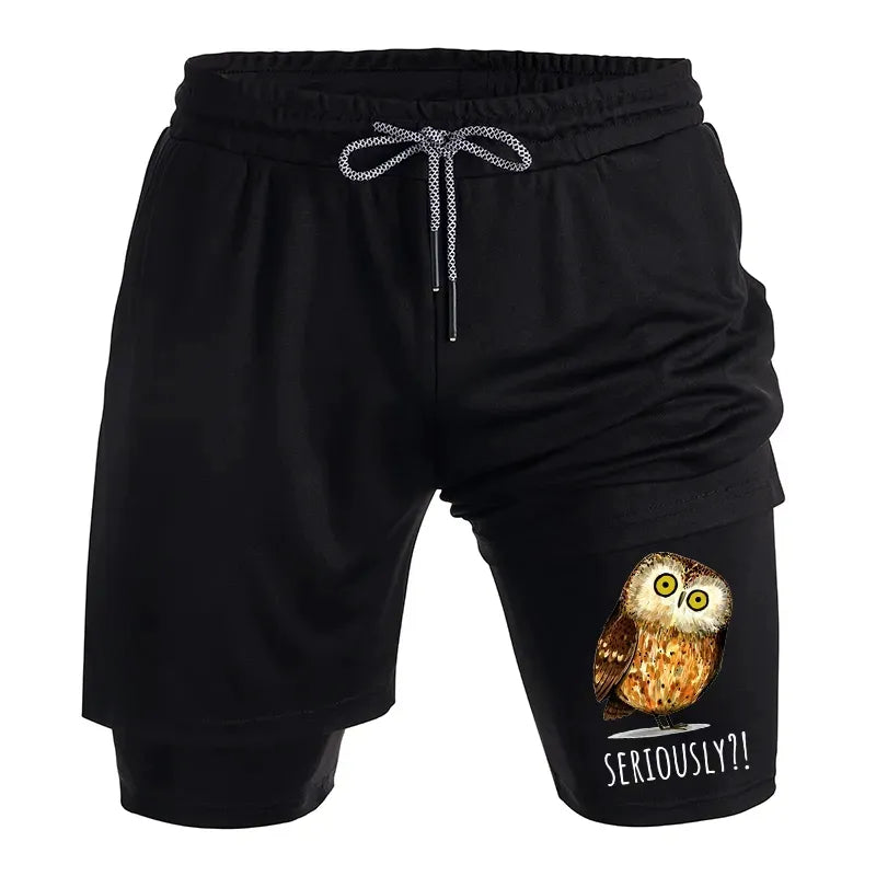 Kyoto-Lion Seriously Confused Owl Meme Art Training Shorts