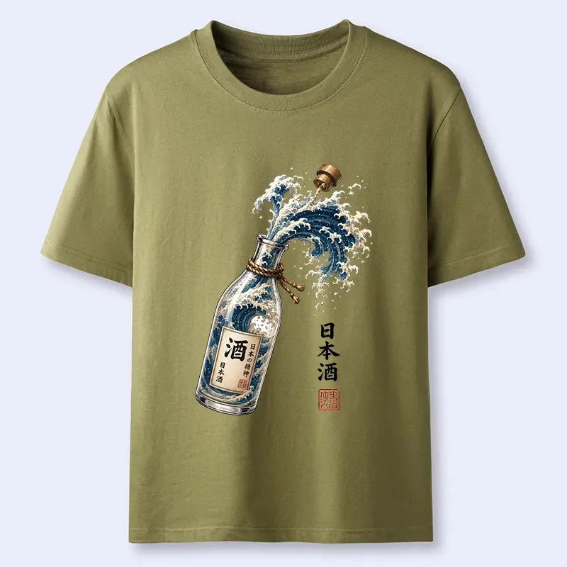 Kyoto-Lion Ocean Wave Poured From A Sake Bottle Classic T-Shirt
