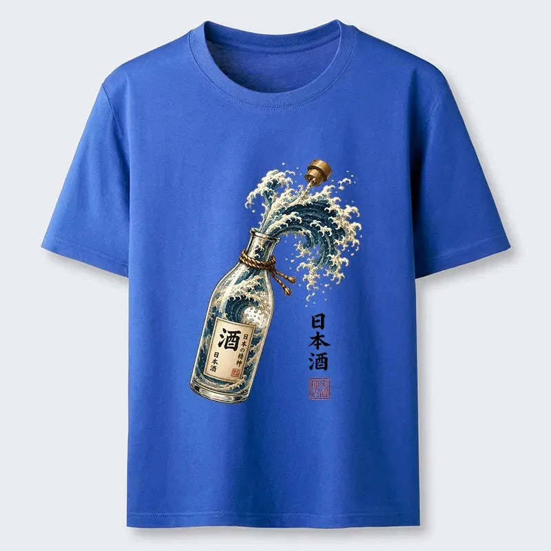 Kyoto-Lion Ocean Wave Poured From A Sake Bottle Classic T-Shirt