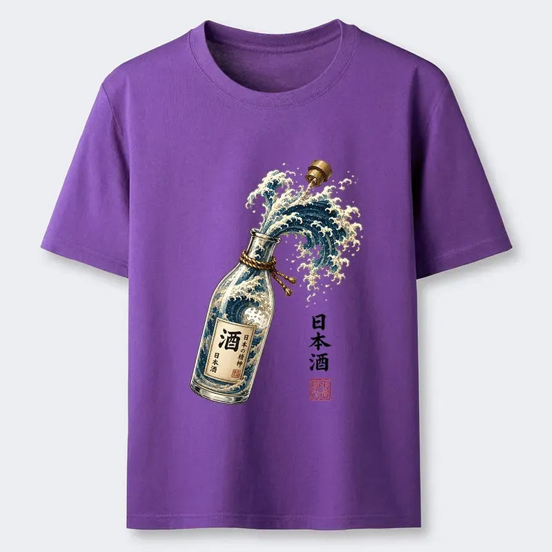 Kyoto-Lion Ocean Wave Poured From A Sake Bottle Classic T-Shirt