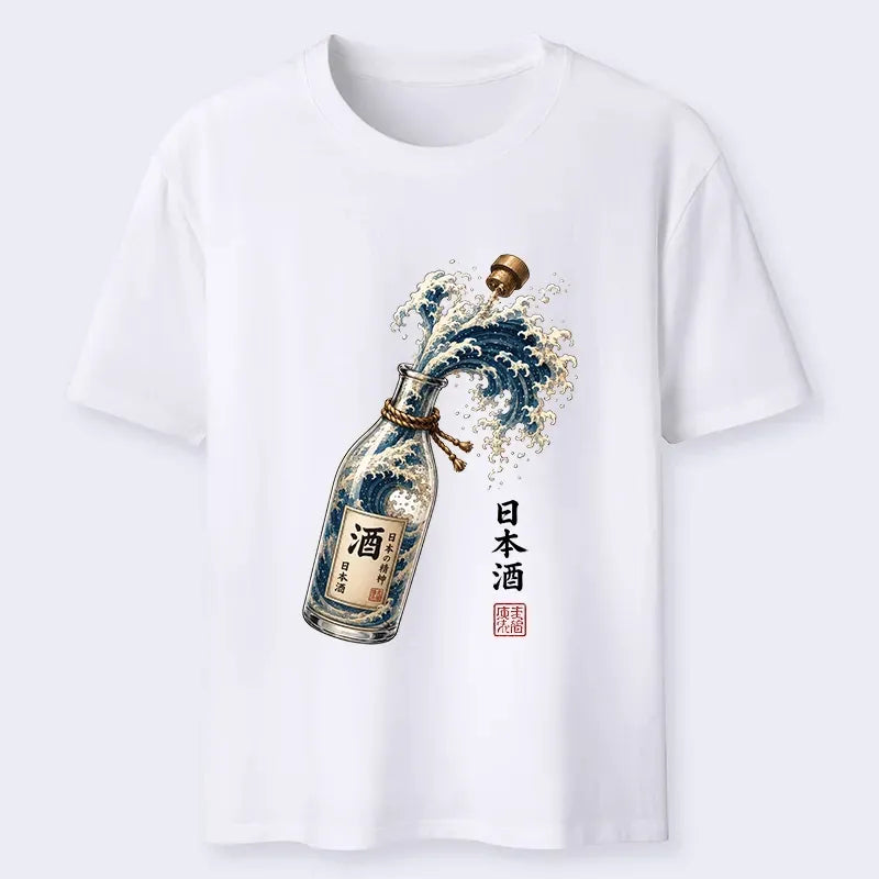 Kyoto-Lion Ocean Wave Poured From A Sake Bottle Classic T-Shirt