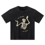 Kyoto-Lion Skeletons Feel No Pain Kids Washed T-Shirt
