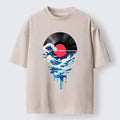 Tokyo?Tiger Vinyl Records And Waves Washed T-Shirt