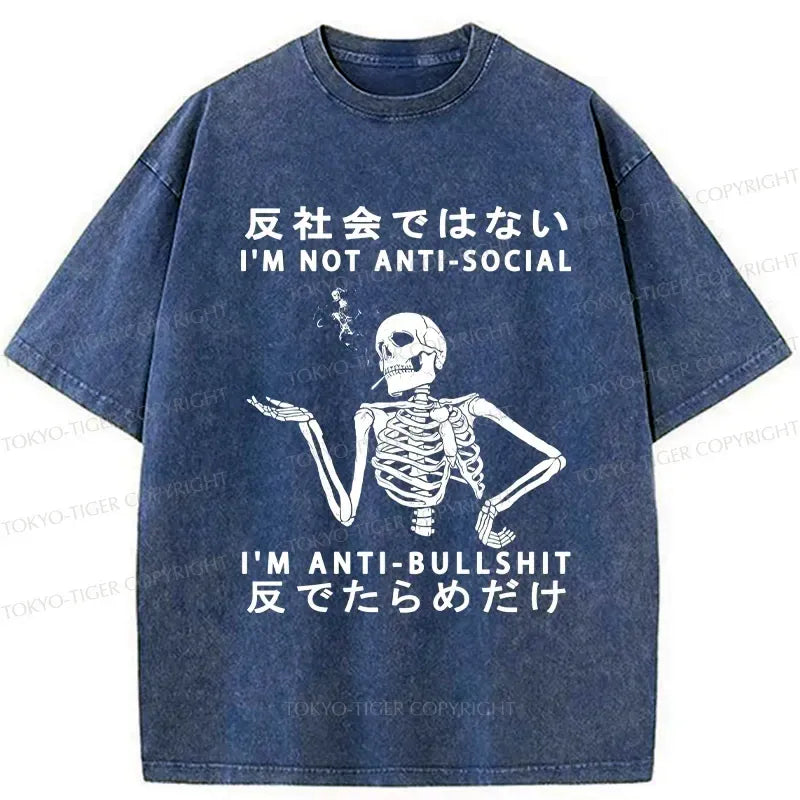 Kyoto-Lion I'm Anti-Bullshit Funny Washed T-Shirt
