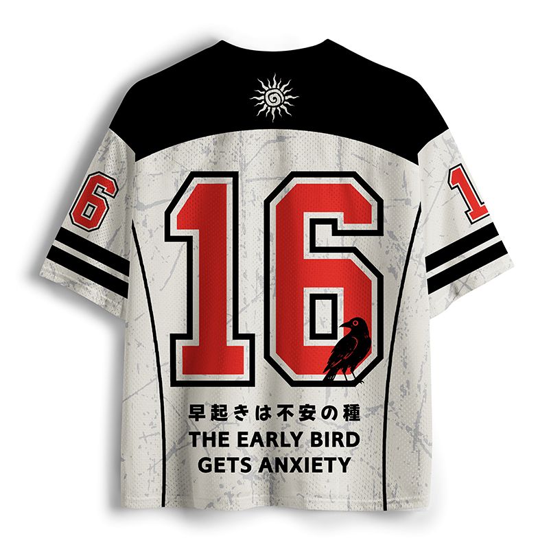 Kyoto-Lion Funny Work Crow Meme Mesh Jersey