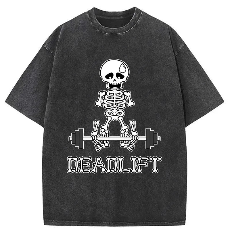 Kyoto-Lion Deadlift Funny Washed T-Shirt
