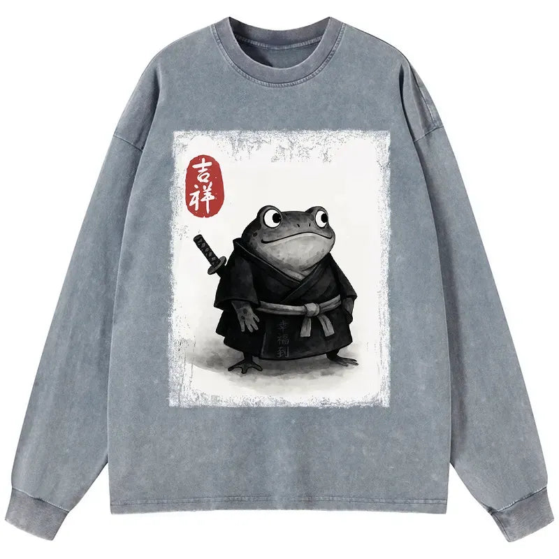 Kyoto-Lion Blade of the Frog: A Samurai's Tale Washed Long Sleeve T-Shirt
