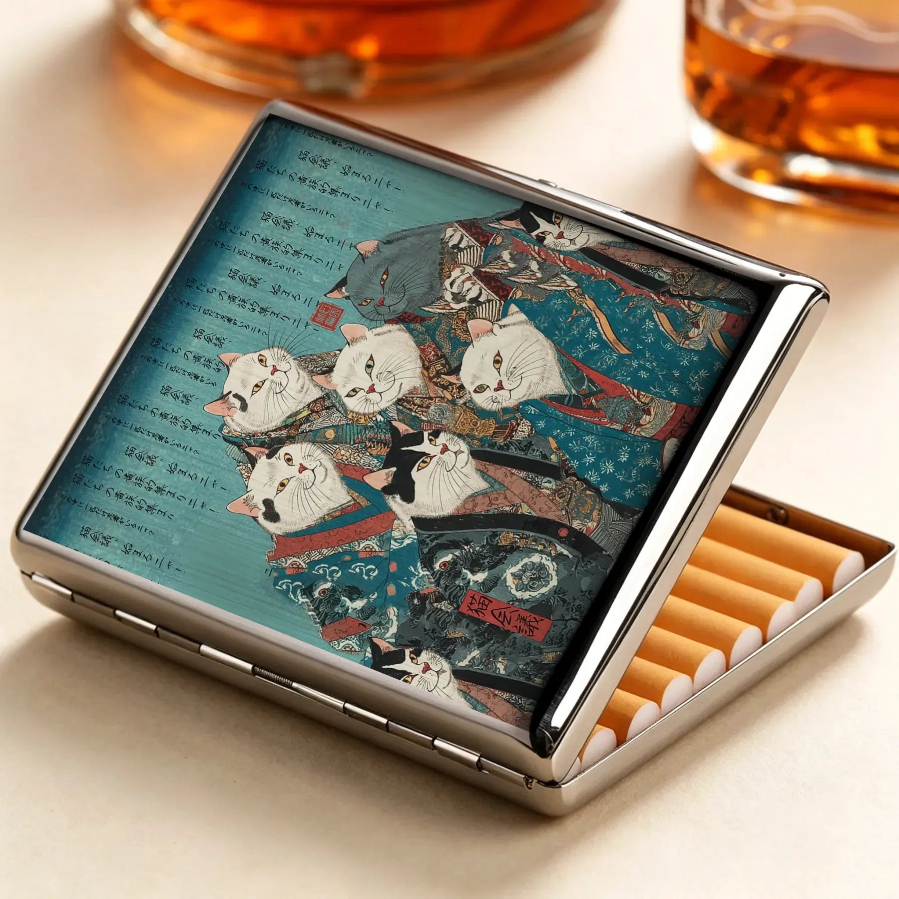 Kyoto-Lion Formal Gathering of Ukiyo-e Cat Nobles Cigarette Case