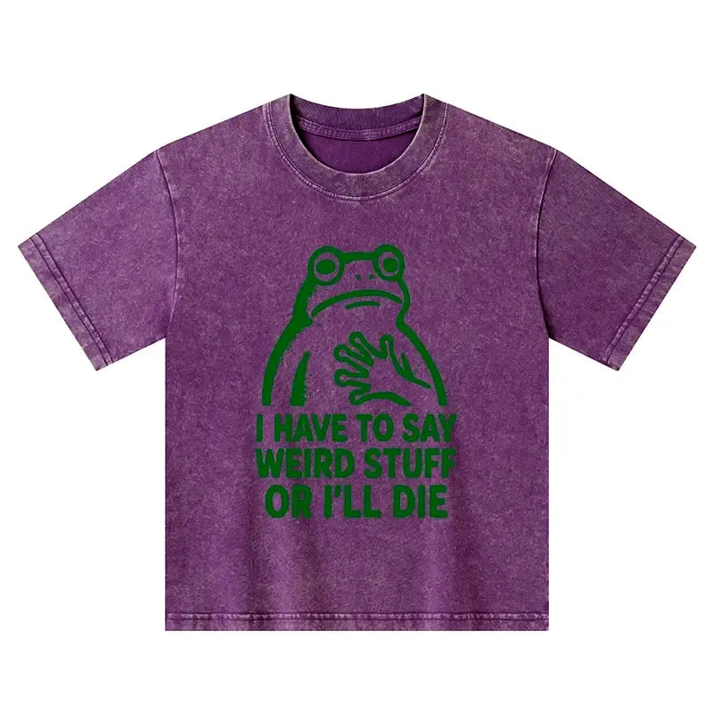 Kyoto-Lion Weird Frog Funny Meme Kids Washed T-Shirt