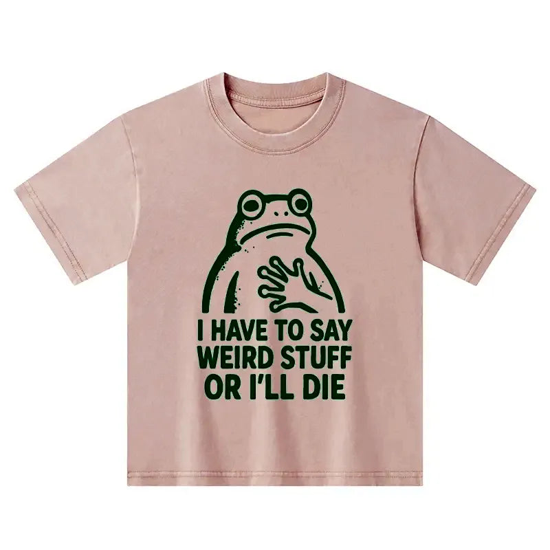 Kyoto-Lion Weird Frog Funny Meme Kids Washed T-Shirt
