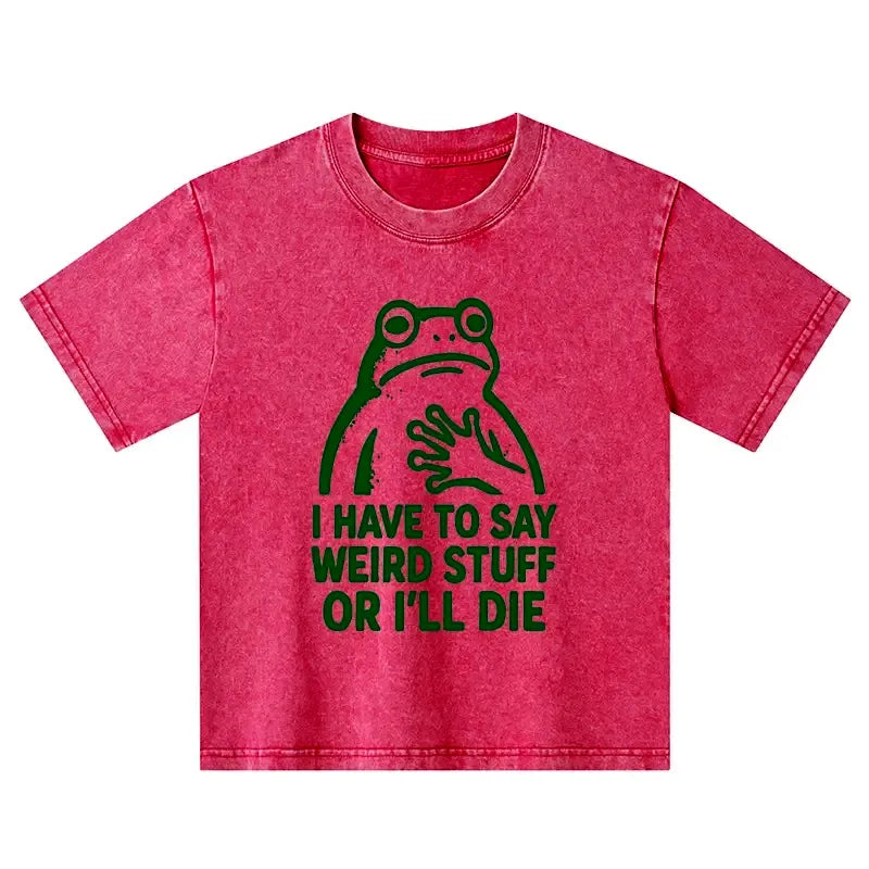Kyoto-Lion Weird Frog Funny Meme Kids Washed T-Shirt