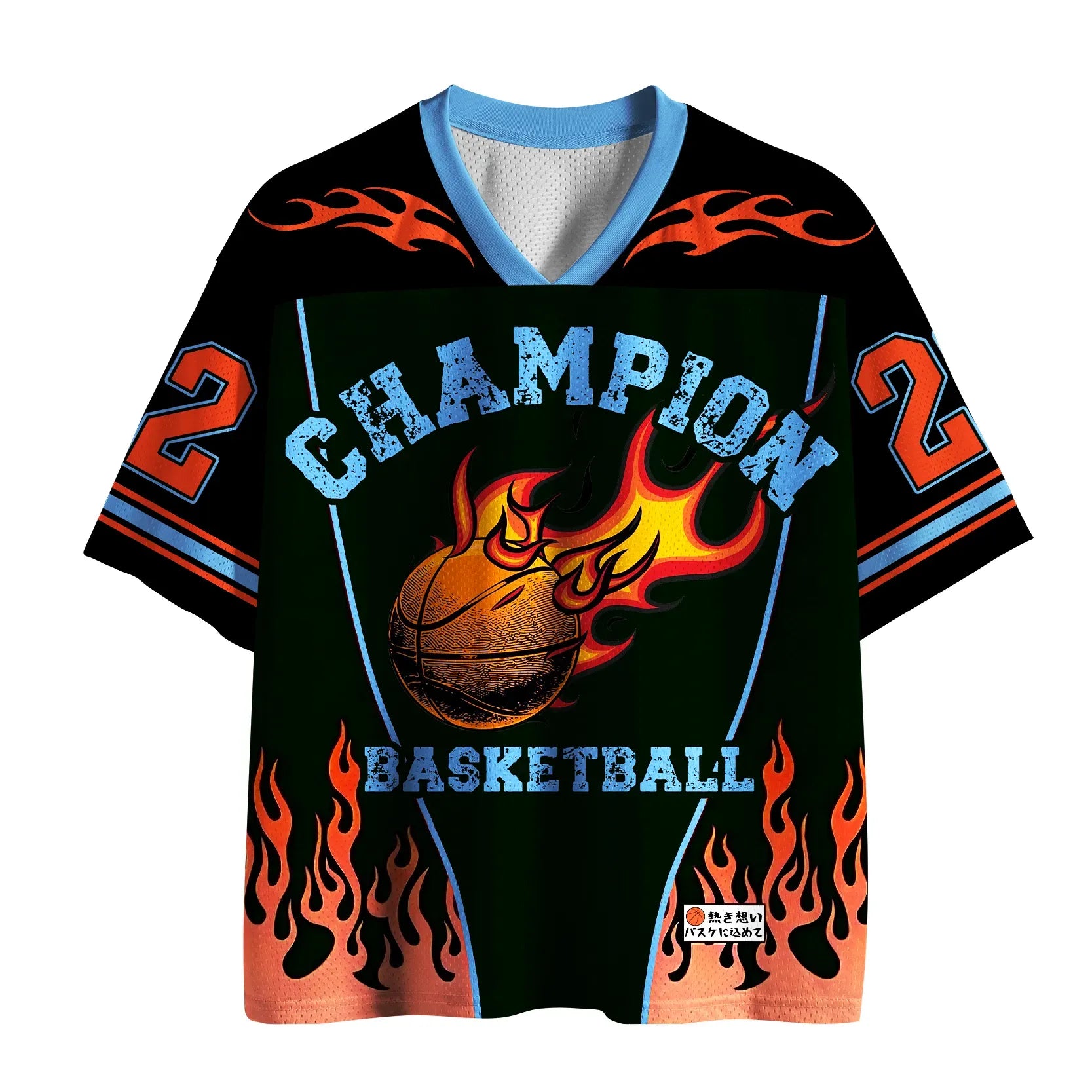Kyoto-Lion Retro Flame Champion Basketball Mesh Jersey