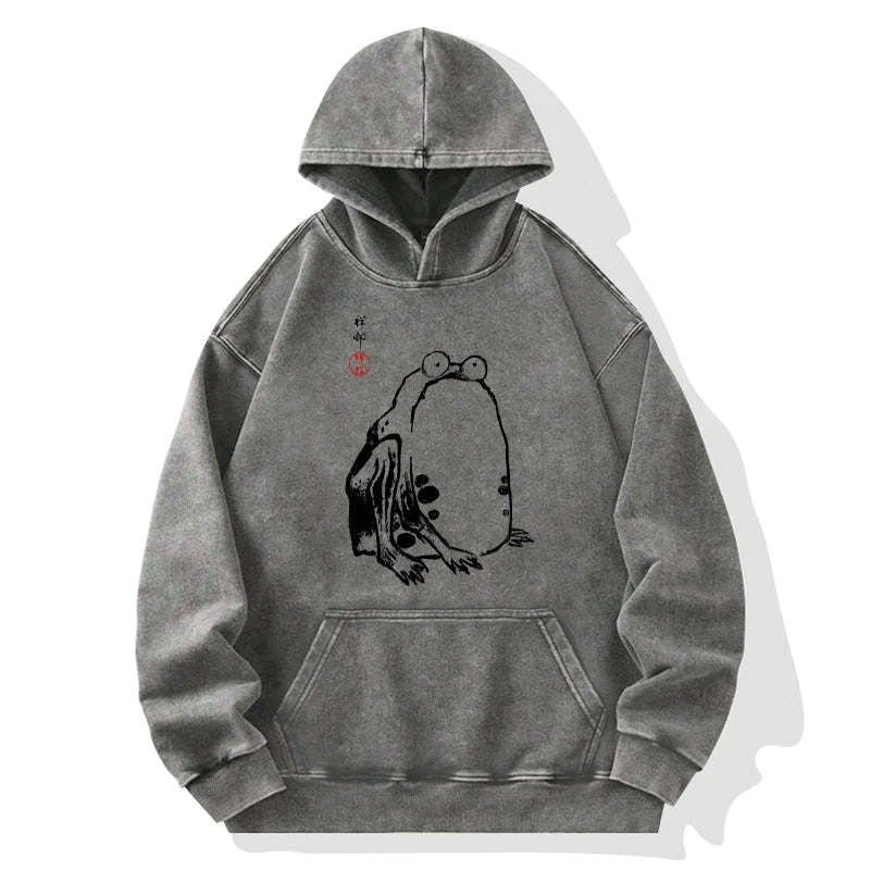 Kyoto-Lion Grumpy Frog Matsumoto Hoji Washed Hoodie
