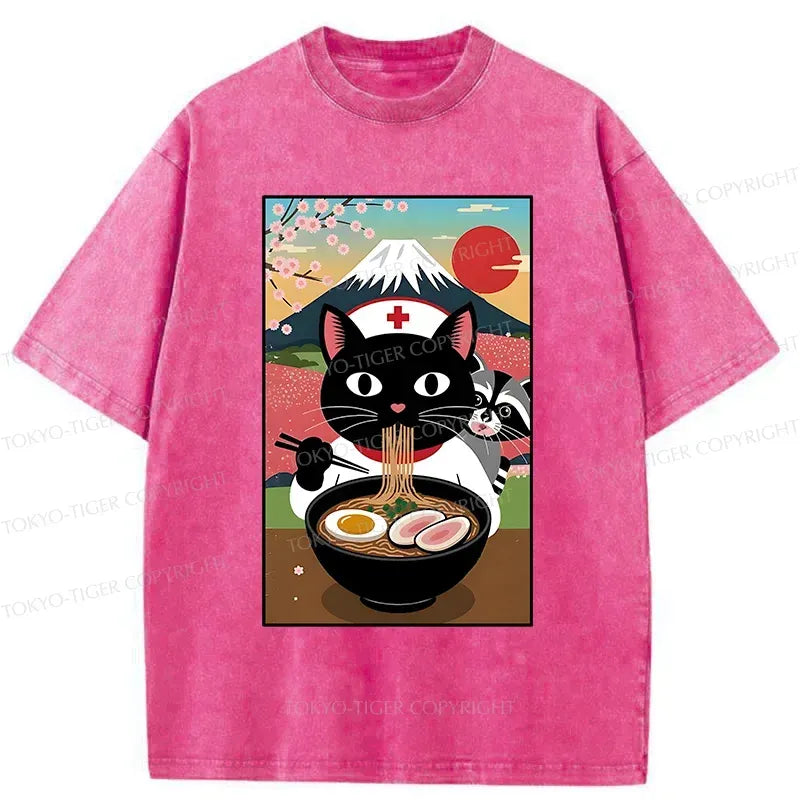 Japanese Cat Eating Ramen T-Shirt