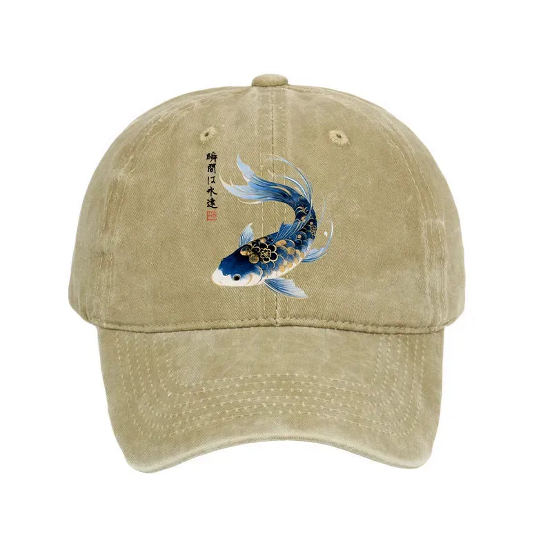 Koi Fish Watercolor Cap for Beach