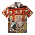 Unisex Cat Button-up Shirt for Daily Wear