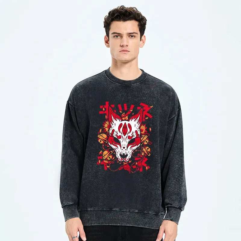 Japanese Kitsune Mask Sweatshirt for Daily Wear