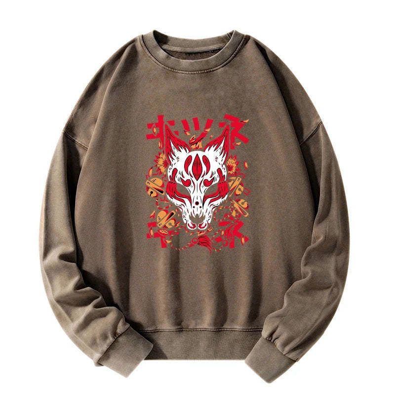 Japanese Kitsune Mask Sweatshirt for Daily Wear