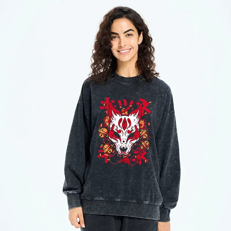 Japanese Kitsune Mask Sweatshirt for Daily Wear