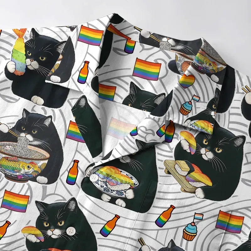 Japanese Cat Aloha Shirt for Vacation