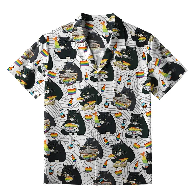 Super Soft Japanese Food Cat Shirt Summer