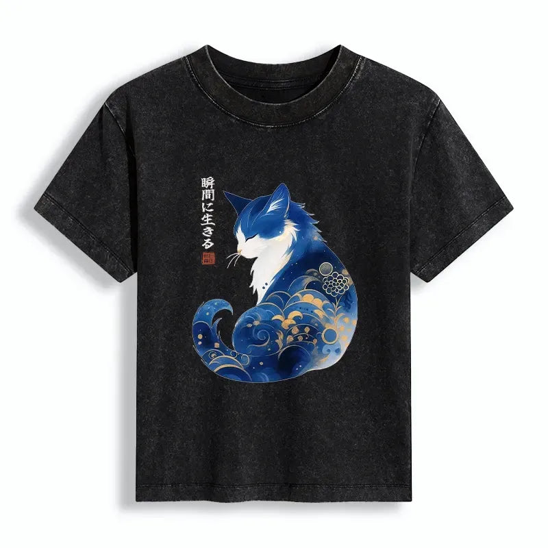 Japanese Retro Cat T-Shirt for Women