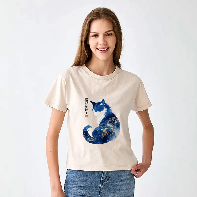 Kyoto Zen Cat Washed Tee Free Shipping