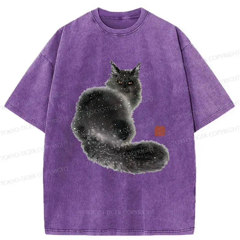 Kyoto-Lion Fat Black Cat Washed T-Shirt