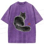Kyoto-Lion Fat Black Cat Washed T-Shirt