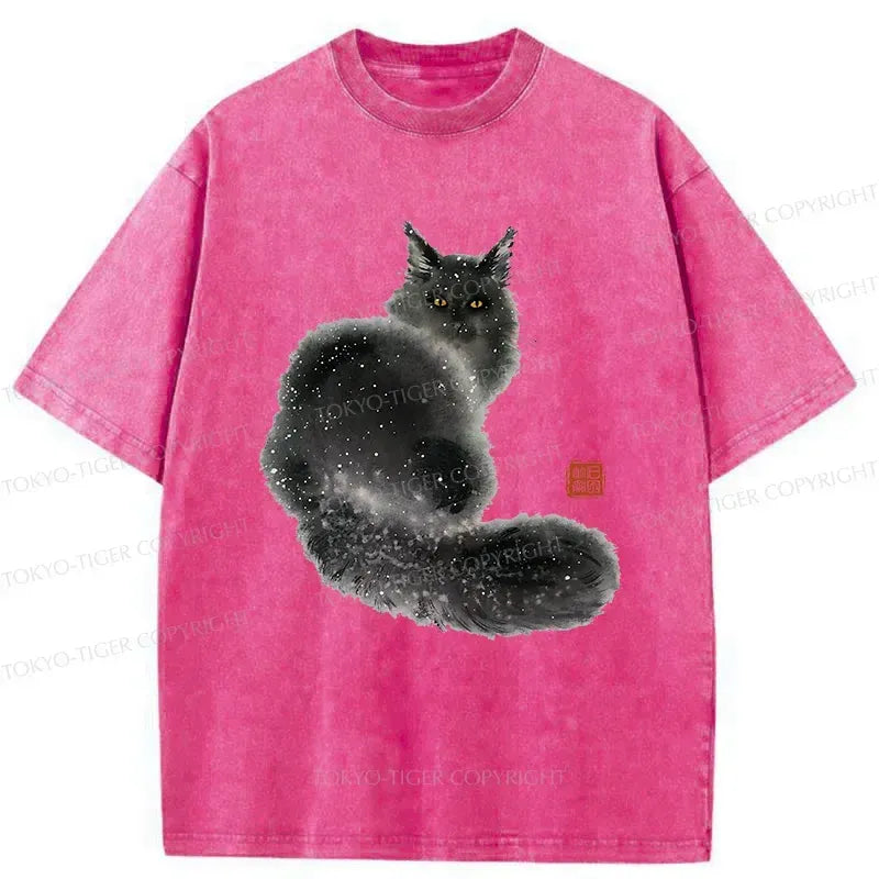 Kyoto-Lion Fat Black Cat Washed T-Shirt
