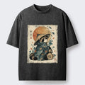 Kyoto-Lion Tanuki Hat Robe Fortune Bag Art Washed T-Shirt