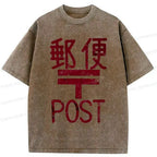 Japanese Kyoto Lion Washed T-Shirt for Daily Wear