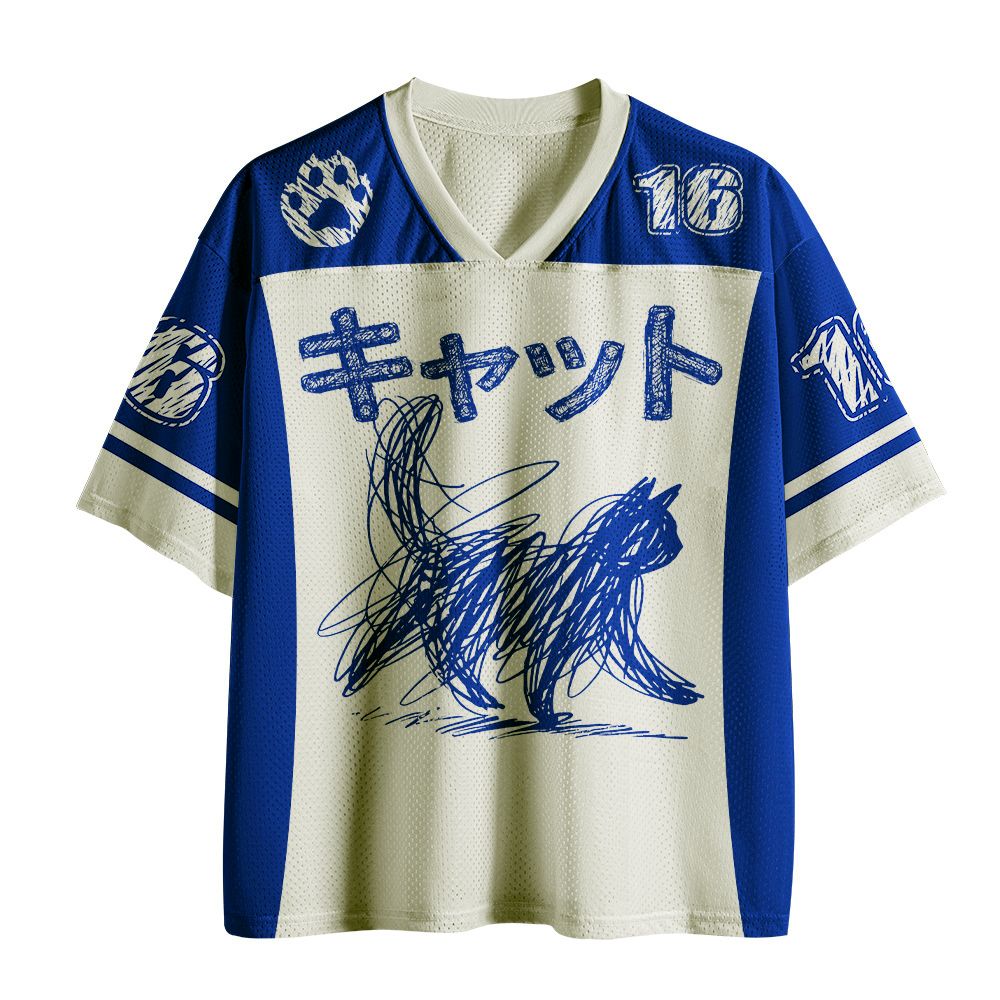 Kyoto-Lion Minimalist Line Cat Mesh Jersey