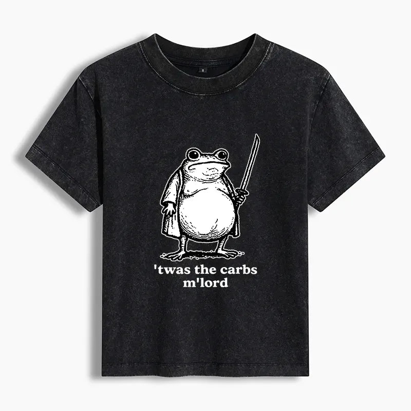 Kyoto-Lion Funny Fat Samurai Frog Women's Washed T-shirt