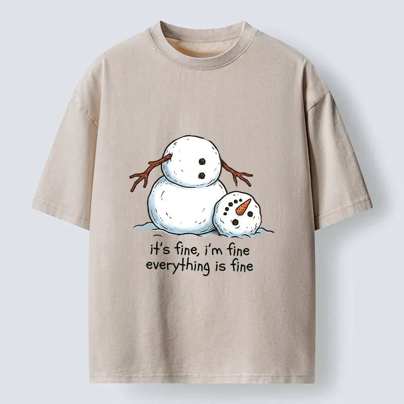 Kyoto-Lion A Snowman In A Tight Spot Washed T-Shirt