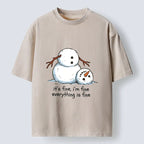 Kyoto-Lion A Snowman In A Tight Spot Washed T-Shirt