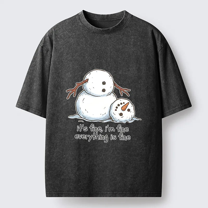 Kyoto-Lion A Snowman In A Tight Spot Washed T-Shirt