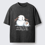 Kyoto-Lion A Snowman In A Tight Spot Washed T-Shirt
