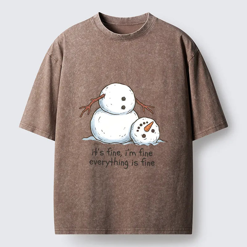 Kyoto-Lion A Snowman In A Tight Spot Washed T-Shirt